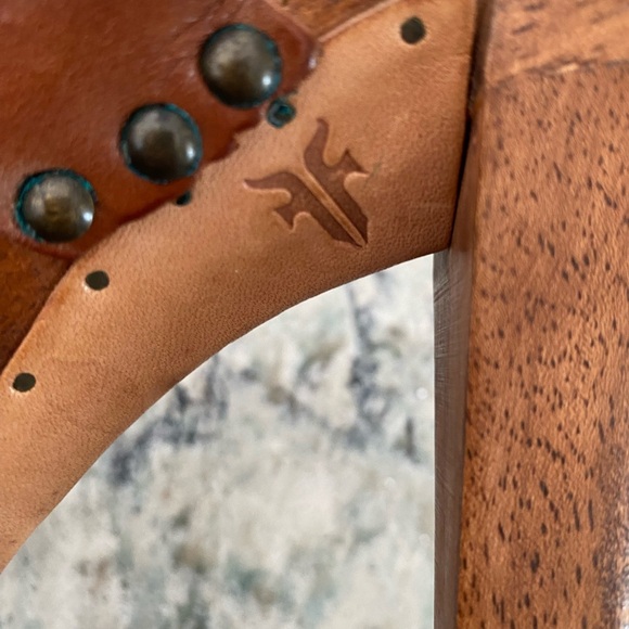 Frye Sophia Ring Slip On Wooden High Heel Leather Sandals Brown US 8 M - Picture 8 of 14